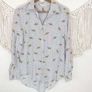 Jane and Delancey Cheetah Print button down shirt